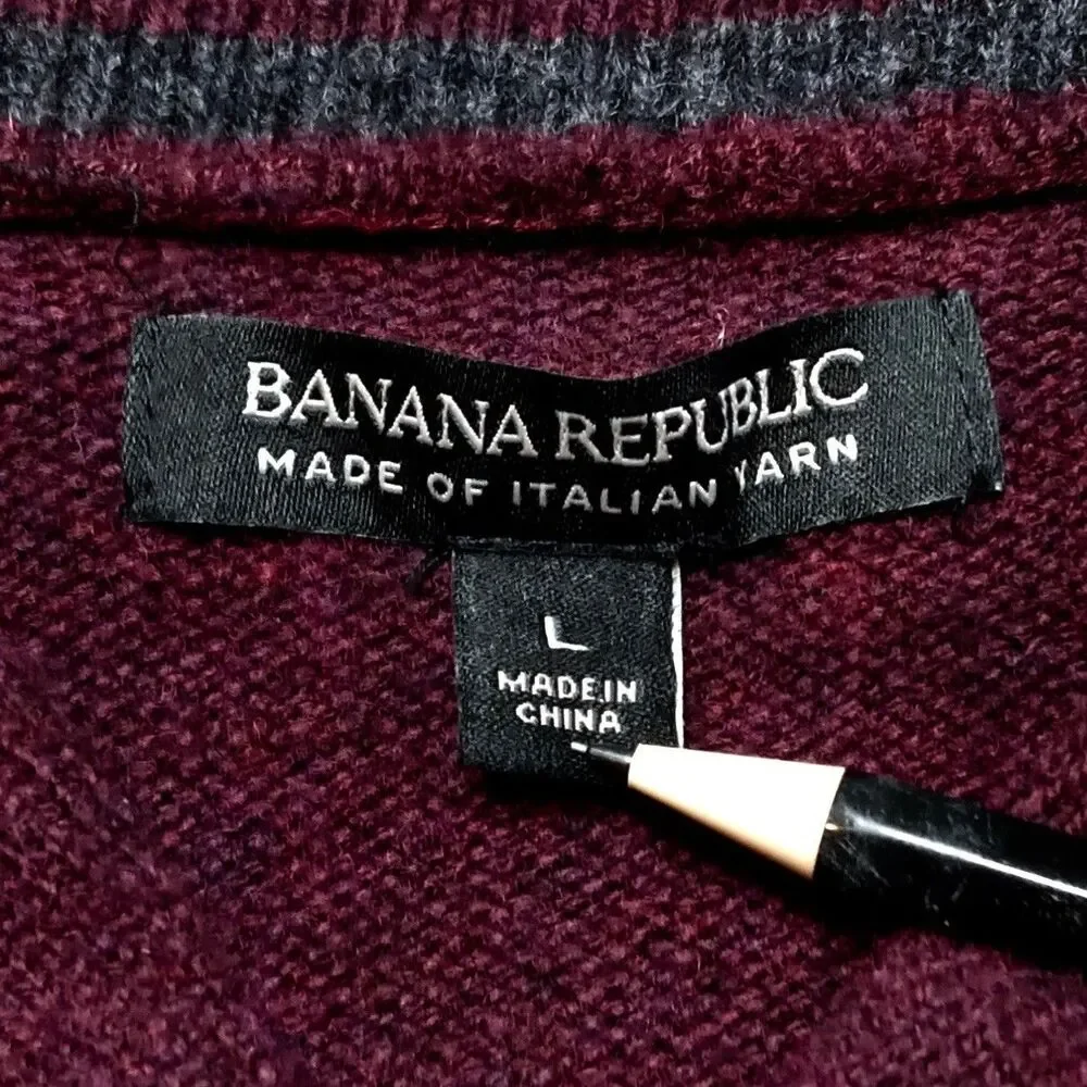 Lot of 2 Banana Republic Italian Merino Wool Sweaters Mens Large Shawl Collar